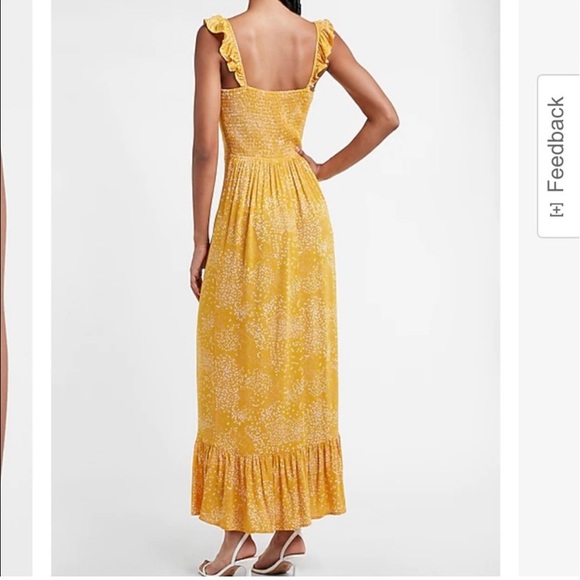 Express Printed Ruffle Strap Smocked Back Maxi Dress - Picture 6 of 8